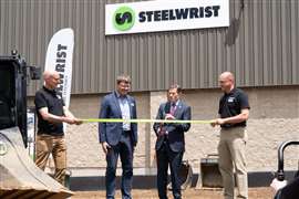 From left: Richard Aulin, VP Region Americas, Stefan Stockhaus, CEO of Steelwrist, Senator Richard Blumenthal, and Peter Gaj, Vice President Sales at Steelwrist Inc.