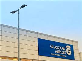 The terminal building of Glasgow Airport in Scotland 