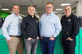 Left to right: Gordon McKay, Sunbelt Rentals executive commercial director, ⁠Phil Parker, Sunbelt Rentals CEO, Jack Linaker, managing director, and Mike Pollard, managing director of Film and TV, Sunbelt Rentals.