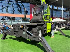 Photo of Zoomlion's 4525R rotating telehandler at the Bauma China exhibition in Shanghai. (Photo: IRN/Rental Briefing)