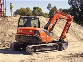 Picture of a Kubota KX080-3 excabator in the rental fleet of Kennards Hire. (Photo: Kennards Hire)