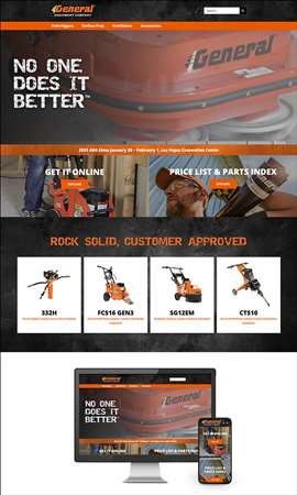 A screenshot of the new General Equipment Company website.