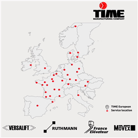 TIME Manufacturing Company Service Map Europe